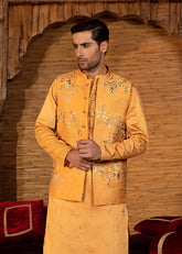 BURNT ORANGE WAISTCOAT/KURTA TROUSER